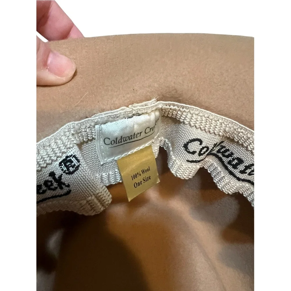 Vintage Coldwater Creek Womens One Size Light Brown Hat Braided Beaded 100% Wool